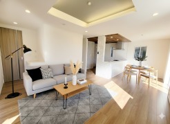 家族の笑い声が聞こえてきそうな大空間。大きめのLDKはそれだけで心が和みます！
※家具はイメージパースとなります。