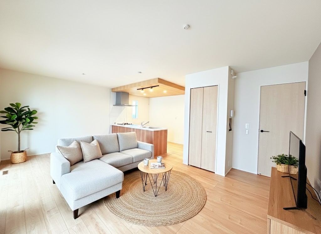 室内にいても、たっぷりの陽光と爽やかな風を感じて頂ける、開放感あふれるリビングです。
※家具はイメージパースとなります。